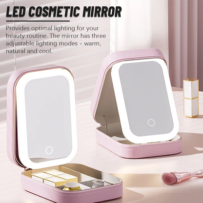 Justerbar sminkspegel med LED i tre färger (🎁Med 5x/10x/15x förstorande spegel)