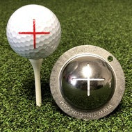 Golfmarkör i rostfritt stål med tennkopp
