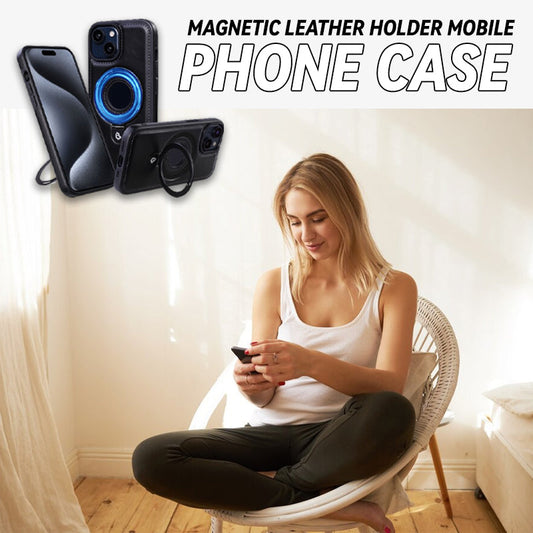 Magnetisk läderhållare Mobiltelefonfodral