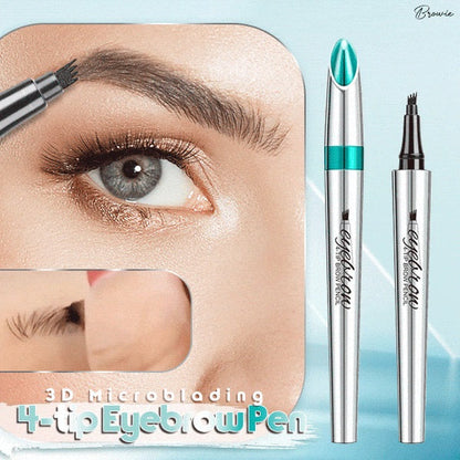 Vattentät 3D Eyebrow Pencil Microblading Tattoo Pen med 4 tänder